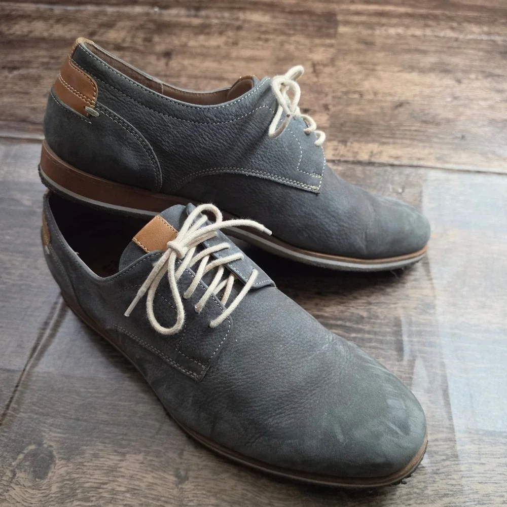 JOHNSTON & MURPHY‎ Oxfords Mens 11M Grey Leather Lace Up Casual Shoes 25-2559